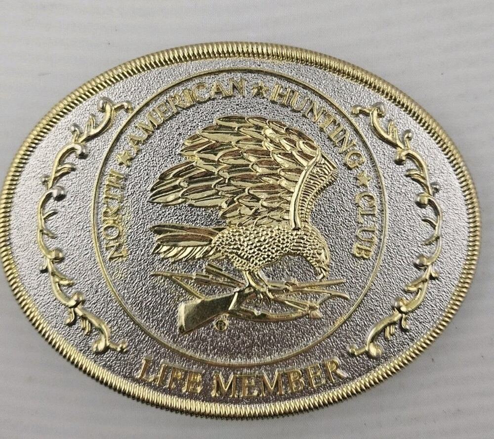 Stunning North American Hunting Club Eagle Gun Belt Buckle LIFE MEMBER